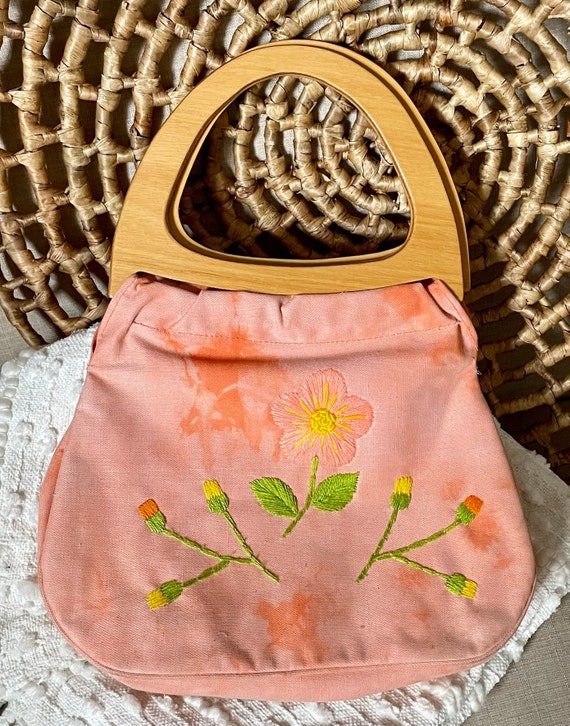 Vintage Holiday Fair Orange Tie Dye Canvas Handbag