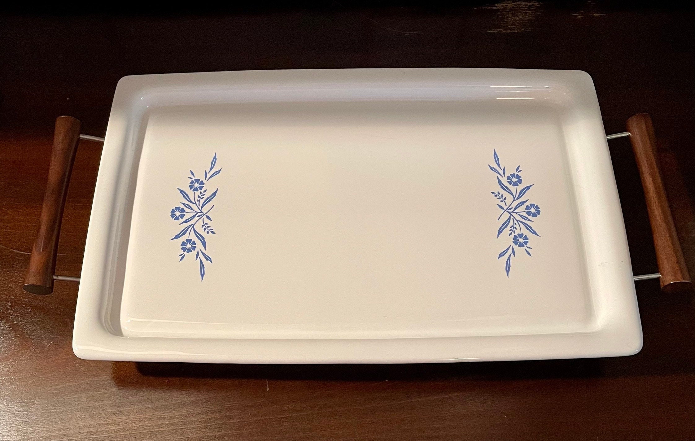Corning Ware Broil Bake Tray Cornflower Blue P-35-B With Wood - Etsy