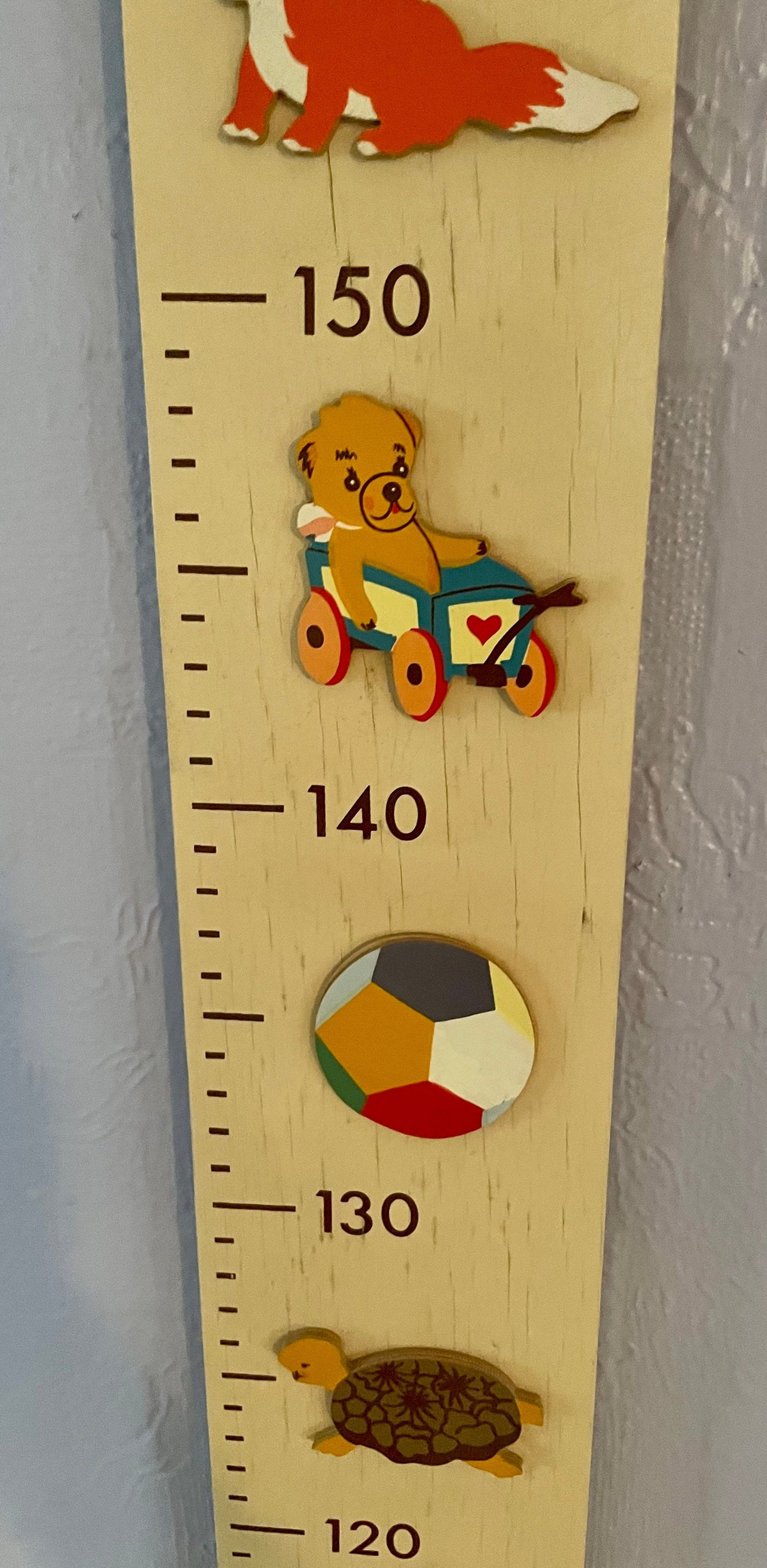 Vintage 1980s Mertens Gunst Wall Mounted Growth Chart Height Chart Made in Germany