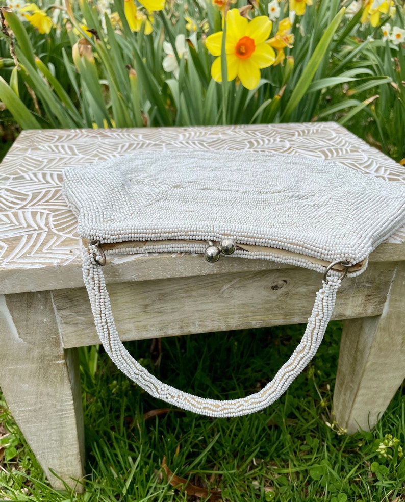Vintage 1930s40s Josef Hand Beaded in Belgium White Purse Etsy