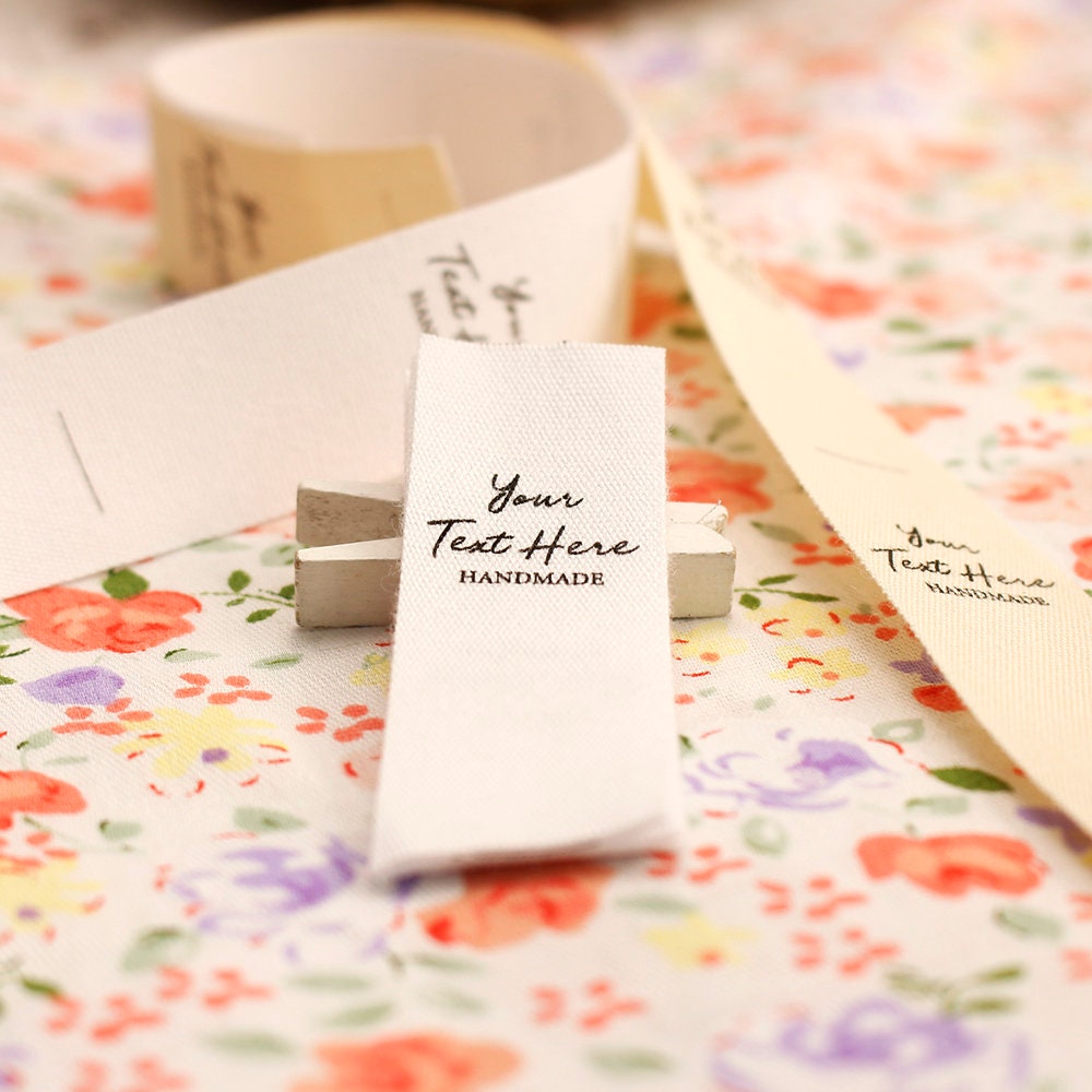 20*60 mm Baumwolle mit Logo oder Text Nähzubehör Label,Anhänger für Stricksachen,Personalisiert,Handgemachtes Label,Geschenkanhänger