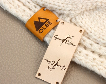 25X60 mm,Sewing Leather Tag,Personalized With Custom Logo or Text For Hats Knits Tag,Crochet And Handmade brands Clothes Labels