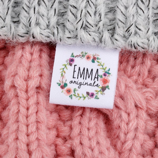 25*70 mm Custom Sewing label, fold, Custom Clothing Labels - Fabric Name Tags,  Logo or Text, Cotton Ribbon, Custom Design