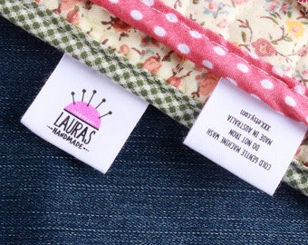 Etiquetas de algodón de 30 x 80 mm con logotipo o texto para accesorios de costura, etiquetas para prendas de punto, personalizadas, etiquetas hechas a mano, etiquetas de regalo