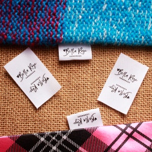 30 50mm katoen met logo of tekst naaien accessori label, aangepaste kledinglabels, labels voor handgemaakte items, kledinglabels, naai in labels afbeelding 5