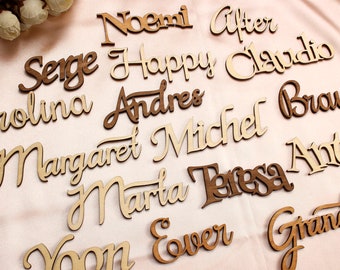 Personalisierte Hochzeitsplatz Tischkarten, Laser Cut Namen, Personalisierte Gästenamen, Holznamen, Braut und Bräutigam, Geburtstag Standortkarten