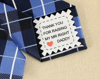 Bride Gift. Iron On Tie Patch. Personalized Tie Patch. Groom Gift. Wedding Tie Label. Small Diamond. Custom Text. Gift for Dad