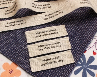 15 x 50 mm, Cinta de sarga de algodón, Etiquetas planas o dobladas, Tela impresa para coser, Personalizada, Etiquetas para costura, tejido o ganchillo