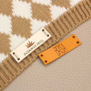 15X50 mm,Sewing Leather Tag,Personalized With Custom Logo or Text For Hats Knits Tag,Crochet And Handmade brands Clothes Labels