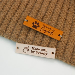12.5X50 mm,Sewing Leather Tag,Personalized With Custom Logo or Text For Hats Knits Tag,Crochet And Handmade brands Clothes Tags