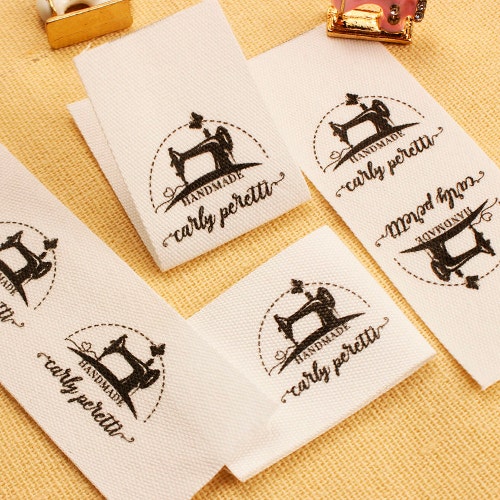 Étiquettes En Coton Personnalisables 25x70 Mm - Pour Vêtements Faits Main, Tricots (50 Pcs)