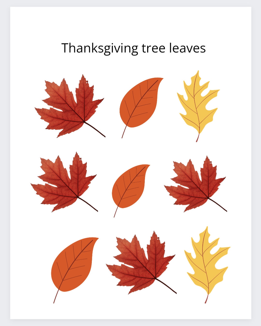 Printable Thankful Tree Leaves (DIGITAL DOWNLOAD) Fall Kids Classroom