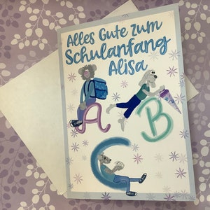 personalisierte Karte Einschulung, Schulanfang mit Briefumschlag