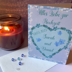 personalisierte Hochzeitskarte, Klappkarte mit Umschlag
