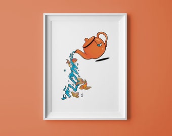 Time for tea to get into the creative flow for artists. Digital download. A3, A4 poster, postcard