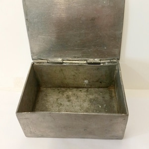 Vintage Pewter Rectangular Box with Hinged Lid 4 3/4&quot;, Late 1700s