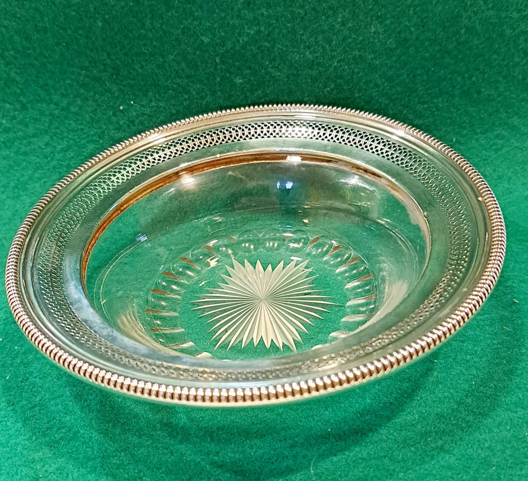 Vintage Cut Crystal Candy Dish With Silver Filigreed Rim 5 7/8 Etsy