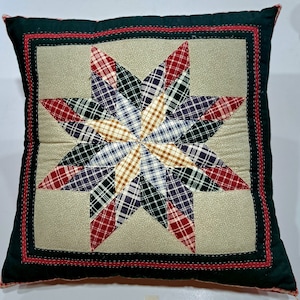 Vintage Quilted Star Pattern Throw Pillow 13.5&quot;