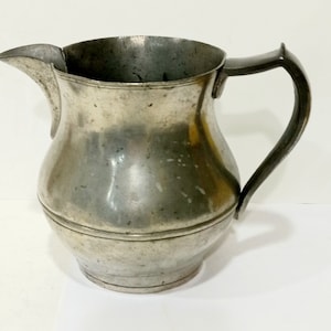 Vintage Rufus Dunham American Pewter Pitcher 1800s, 6&quot; Tall
