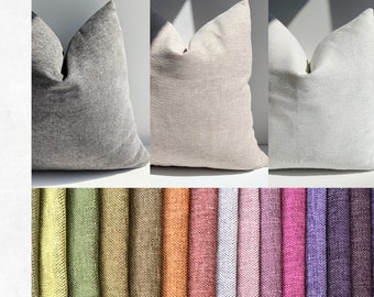 Linen Throw Pillow Cases, Thick Woven Linen Pillows, Textured Soft light color pillow, Bedroom And Living Room Cushion