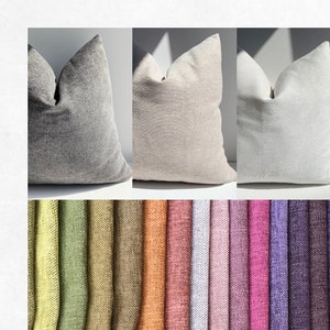 Linen Throw Pillow Cases, Thick Woven Linen Pillows, Textured Soft light color pillow, Bedroom And Living Room Cushion