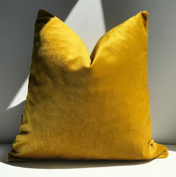 Mustard Yellow Velvet Pillow Cover, Designer Pillowcase