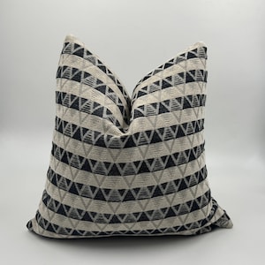 Beige and Black Geometric Pattern Thick Linen Textured Pillow Cover, Beige and Black Pillow, Bedroom and Living Room Linen Pillows