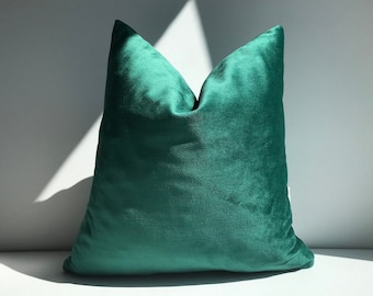 Emerald Velvet Soft Pillow Cover, Euro Sham Pillow Cover, Decorative Textured Pillow Cover Custom Size, Gift