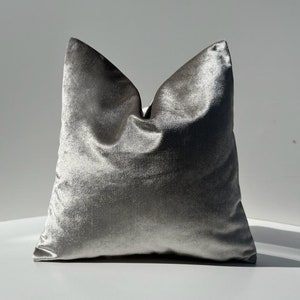 Gray Iridescent Cotton Velvet Pillow Cover, Velvet Gray Lumbar Pillow , Decorative  Pillows, Accent  Pillow Cover