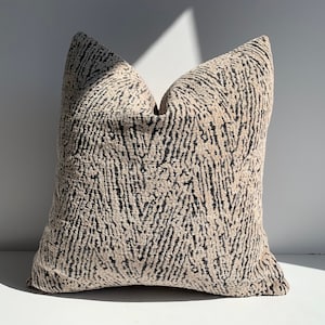 Schumacher Pillowcase, Beige & Black Textured Pillow Cover, Black Zebra Pillowcase, Euro Sham Decorative Pillowcase, 26x26, Chenille Pillow