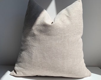 Oatmeal Cotton Linen Soft Pillow Cover, Natural Beige Decorative Textured Pillow, Farmhouse Pillow All Size