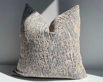 Blue Zebra Chenille Pillow Cover, Beige Textured Pillowcase, Euro Sham