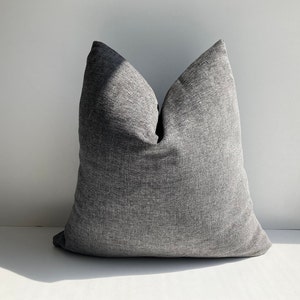 Charcoal Gray Linen Pillow Cover, Textured Cushion, Euro Sham
