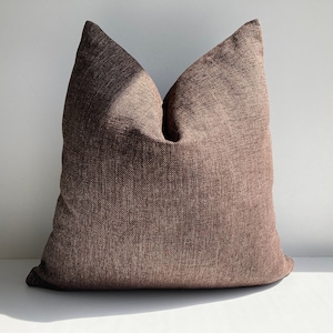 Chocolate BrownThick Linen Soft Pillow Cover,Solid Dark Brown Linen Textured Cushion Cover, 26x26 Pillow