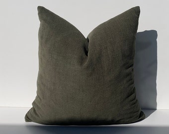 Army Green Chenille Textured Pillow Cover, Green Decorative Pillow, Bedroom and Living Room  Chenille Pillows, Army Green Euro Sham