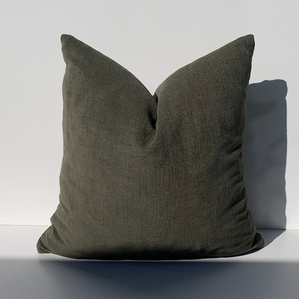 Army Green Chenille Textured Pillow Cover, Green Decorative Pillow, Bedroom and Living Room  Chenille Pillows, Army Green Euro Sham