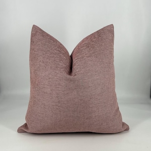 Dusty Rose Decorative Throw Pillow Cover, Modern Textured Linen Cushion Cover for Sofa Couch Bedroom, Soft Blush Pink Home Decor Accent