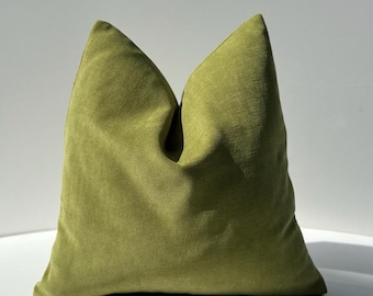 Green Chenille Pillow Cover, Green Decorative Cushion Cover, Green Throw Pillow Cover, Euro Sham, Green Thick Chenille Pillow