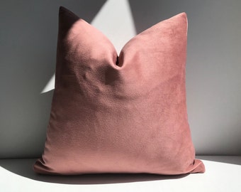 Blush Pink Velvet Pillow Cover, Decorative Euro Sham, Custom Size