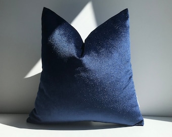 Navy Blue Velvet Pillow Cover, Modern Euro Sham Cushion