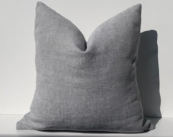 Light Gray Linen Textured Pillow Cover, Gray Decorative Pillow, Bedroom and Living Room Linen Pillows, Euro Sham Pillow Cover, Cushion Case