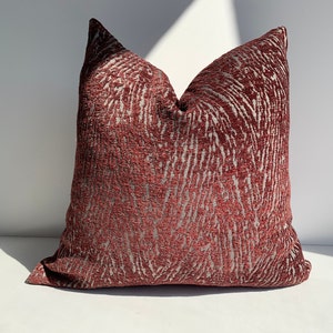 Burgundy Animal print Schumacher Pillowcase, Burgundy and gray Zebra Pillowcase, Euro Sham Decorative Pillowcase, 26x26, Textured Chenille