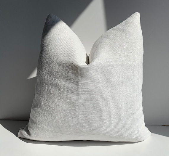 Pure White Thick Linen Soft Textured Pillow Cover, Solid White
