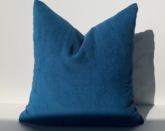 Blue Chenille Textured Pillow Cover, Blue Decorative Pillow, Bedroom and Living Room  Chenille Pillows, Blue Euro Sham Pillow Cover