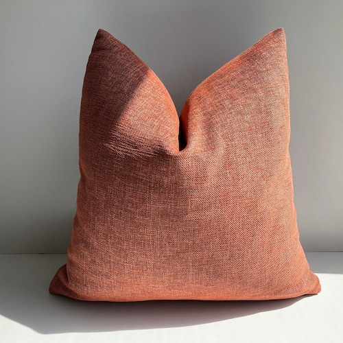Burnt Orange Linen Pillow Cover Orange Linen Textured Cushion Etsy