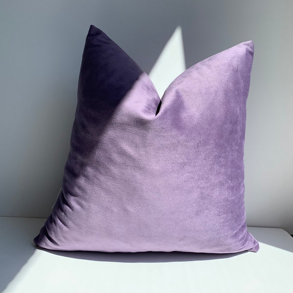 Lavender Purple Velvet Soft Pillow Cover, Amethyst Euro Sham Pillow Cover, Decorative Textured Pillow Cover Custom Size