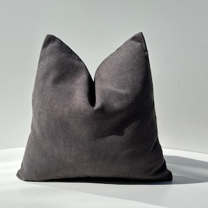 Charcoal Gray Chenille Pillow Cover, Soft Decorative Cushion, Solid Cushion Case, Home Decor
