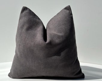 Charcoal Gray Chenille Pillow Cover, Soft Decorative Cushion, Solid Cushion Case, Home Decor