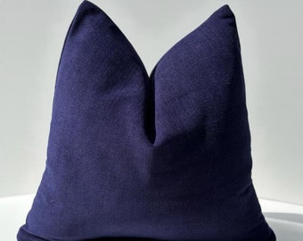 Navy Blue Chenille Pillow Cover, Dark Blue Decorative Cushion Cover, Blue Throw Pillow Cover, Blue Euro Sham, Blue Thick Chenille Pillow