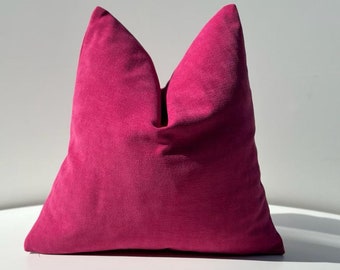 Hot Pink Chenille Throw Pillow Cover, Modern Accent Decor (18x18)